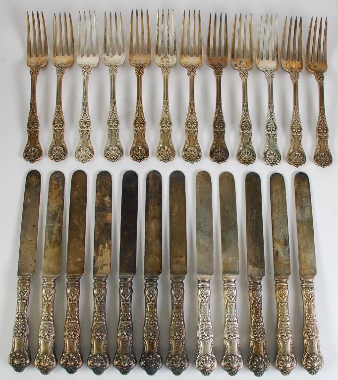 Appraisal: TWELVE PAIRS OF LATE NINETEENTH CENTURY STERLING SILVER DESSERT KNIVES