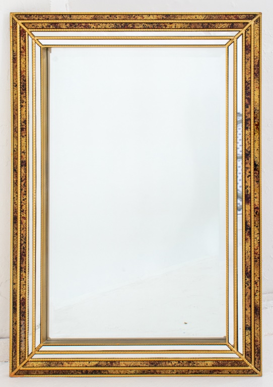 Appraisal: VENETIAN REVIVAL GILT MIRROR Venetian style gilt beveled mirror enhanced