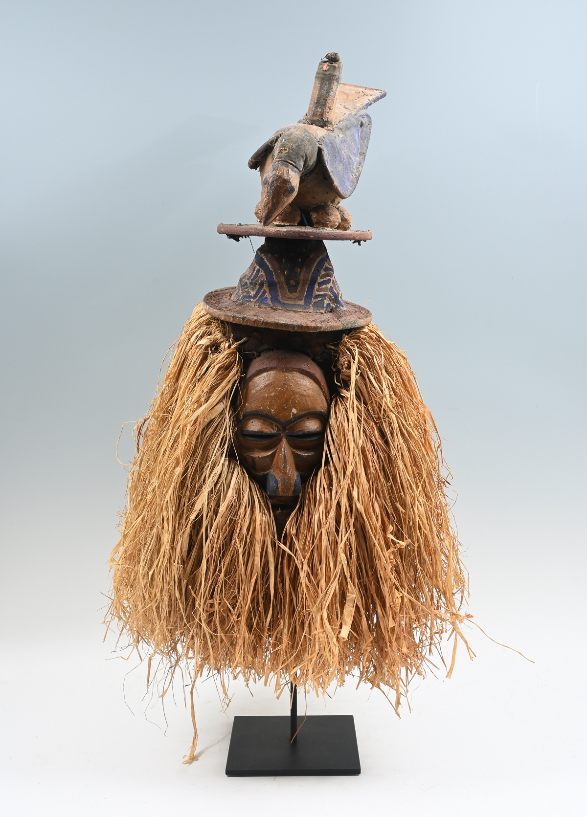 Appraisal: YAKA AFRICAN HELMET MASK WITH STAND This mask is used