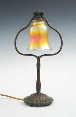 Appraisal: A Tiffany Studios Bell Harp Desk Lamp In a brown