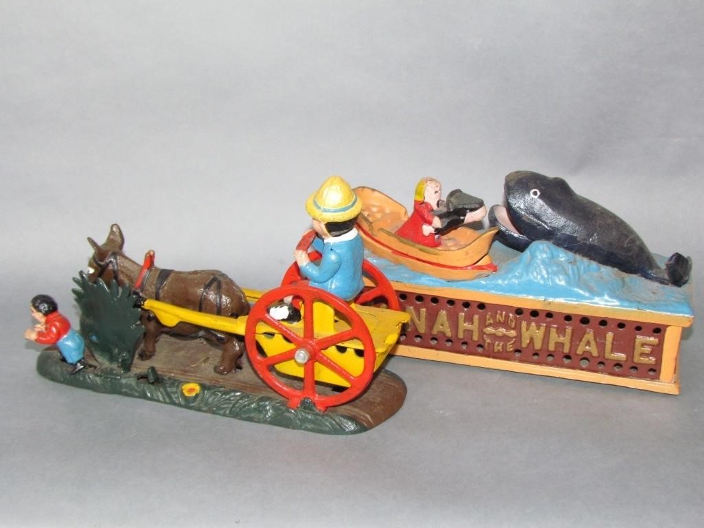 Appraisal: REPRODUCTION MECHANICAL BANKSJonah the Whale and donkey cart both made