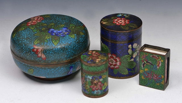 Appraisal: Four pieces of Chinese cloisonneincluding three lidded boxes and a