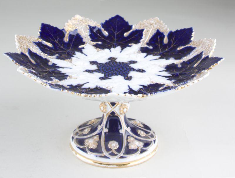 Appraisal: Meissen Porcelain Cobalt Gilt Compote ca the dish with molded