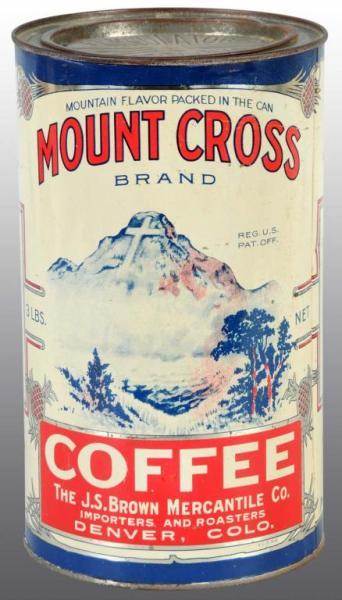 Appraisal: -Pound Mount Cross Coffee Counter Tin Description Manufactured by J