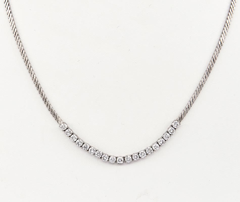 Appraisal: k White gold and diamond tennis necklace k White gold