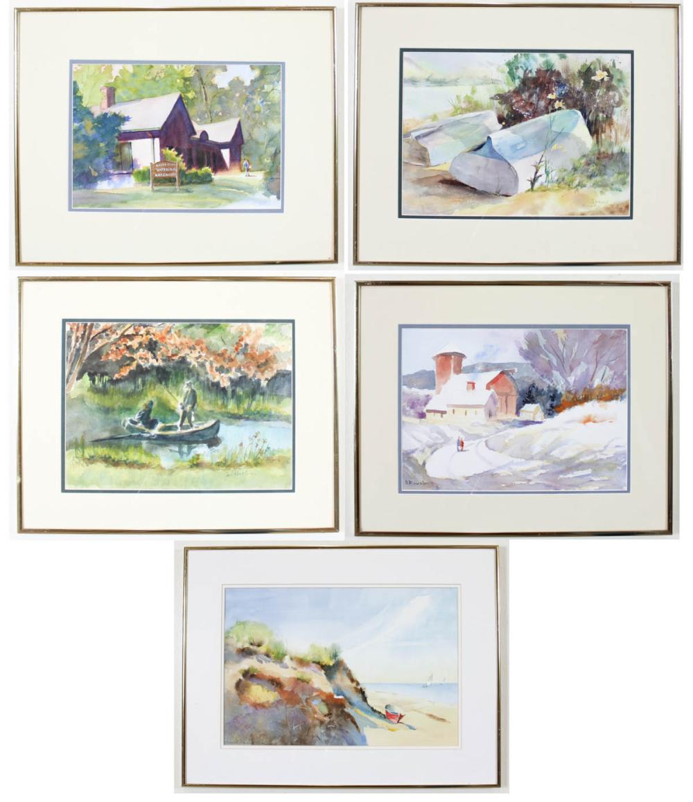 Appraisal: SAMUEL ROUSLIN Rhode Island - five watercolors on paper landscapes