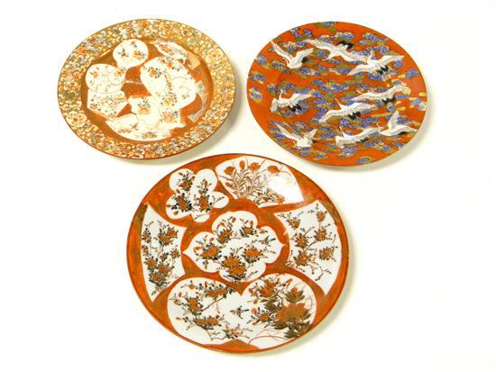 Appraisal: Three Japanese Kutani plates th th C two decorated with