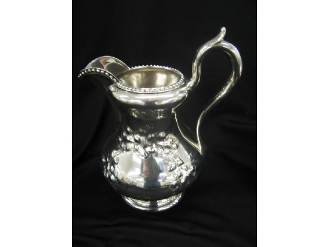 Appraisal: Early American Boston Coin Silver Water Pitcher elaborate acorn and