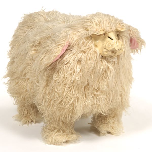 Appraisal: EDNA CATALDO AMERICAN - x x Sheep ottoman Vintage sculpture