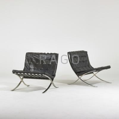 Appraisal: STYLE OF MIES VAN DER ROHE Pair of lounge chairs