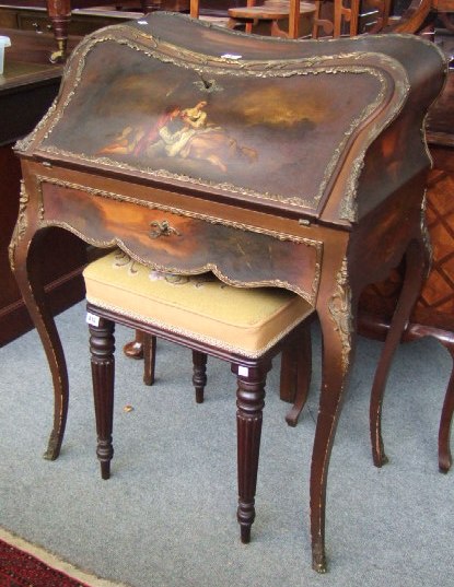 Appraisal: A Louis XV style bureau de dame gilt metal mounted