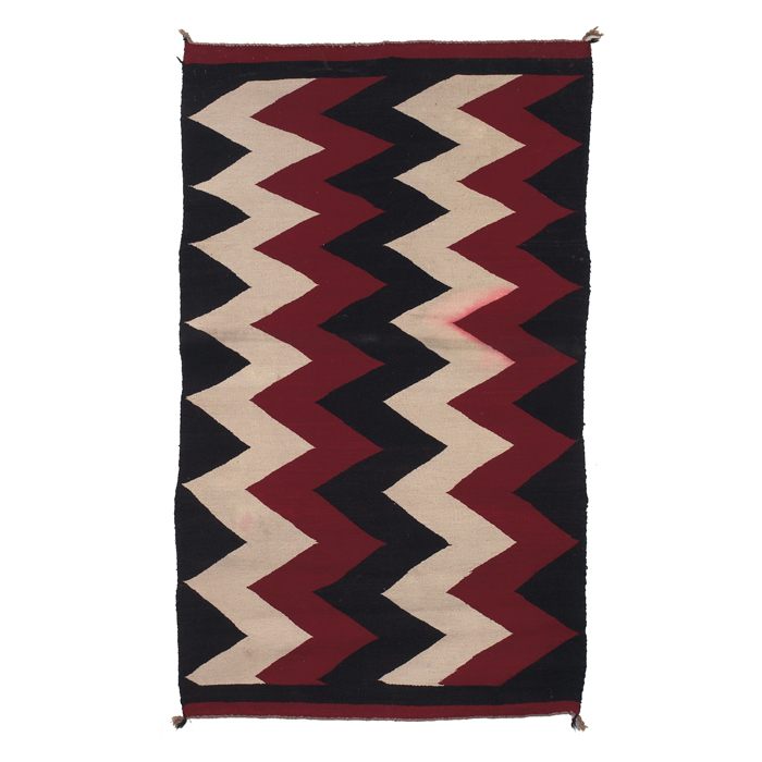 Appraisal: Navajo rug c serrated pattern some dye run '' x