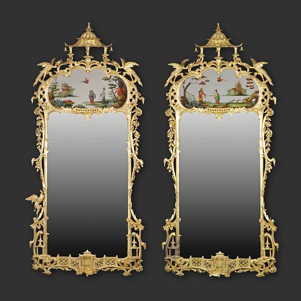 Appraisal: second quarter th century Each with cartouche shaped mirror plate