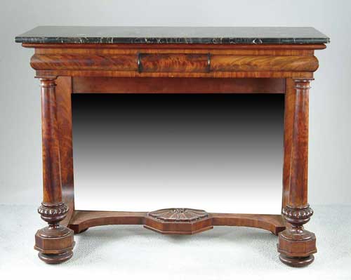 Appraisal: FINE MARBLE TOP MAHOGANY PIER TABLE Black variegated rectangular top