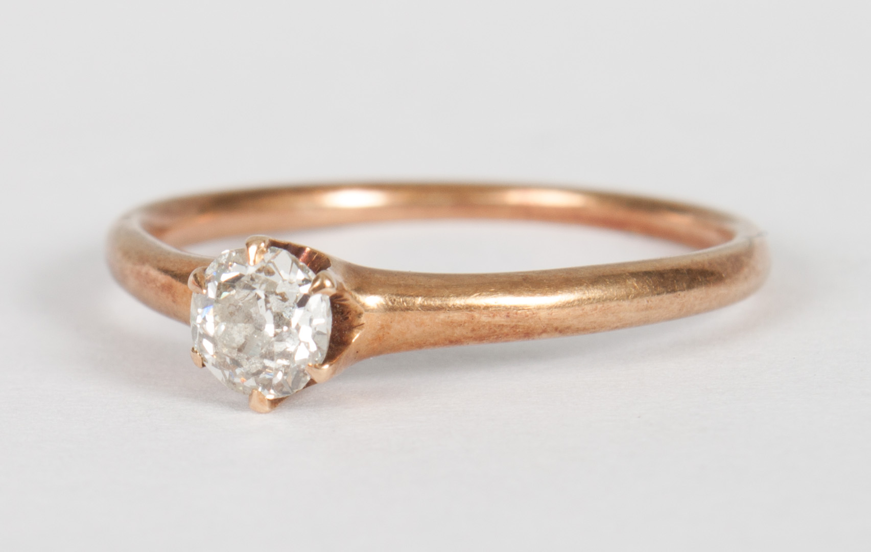 Appraisal: Lady's rose gold diamond solitaire ring round-cut diamond about ct