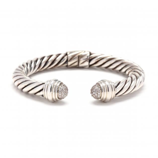 Appraisal: Sterling Silver and Diamond Renaissance Collection Bracelet David Yurman Hinged