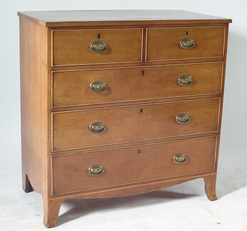 Appraisal: GEORGE III MAHOGANY CHEST OF DRAWERS the cross-banded top above