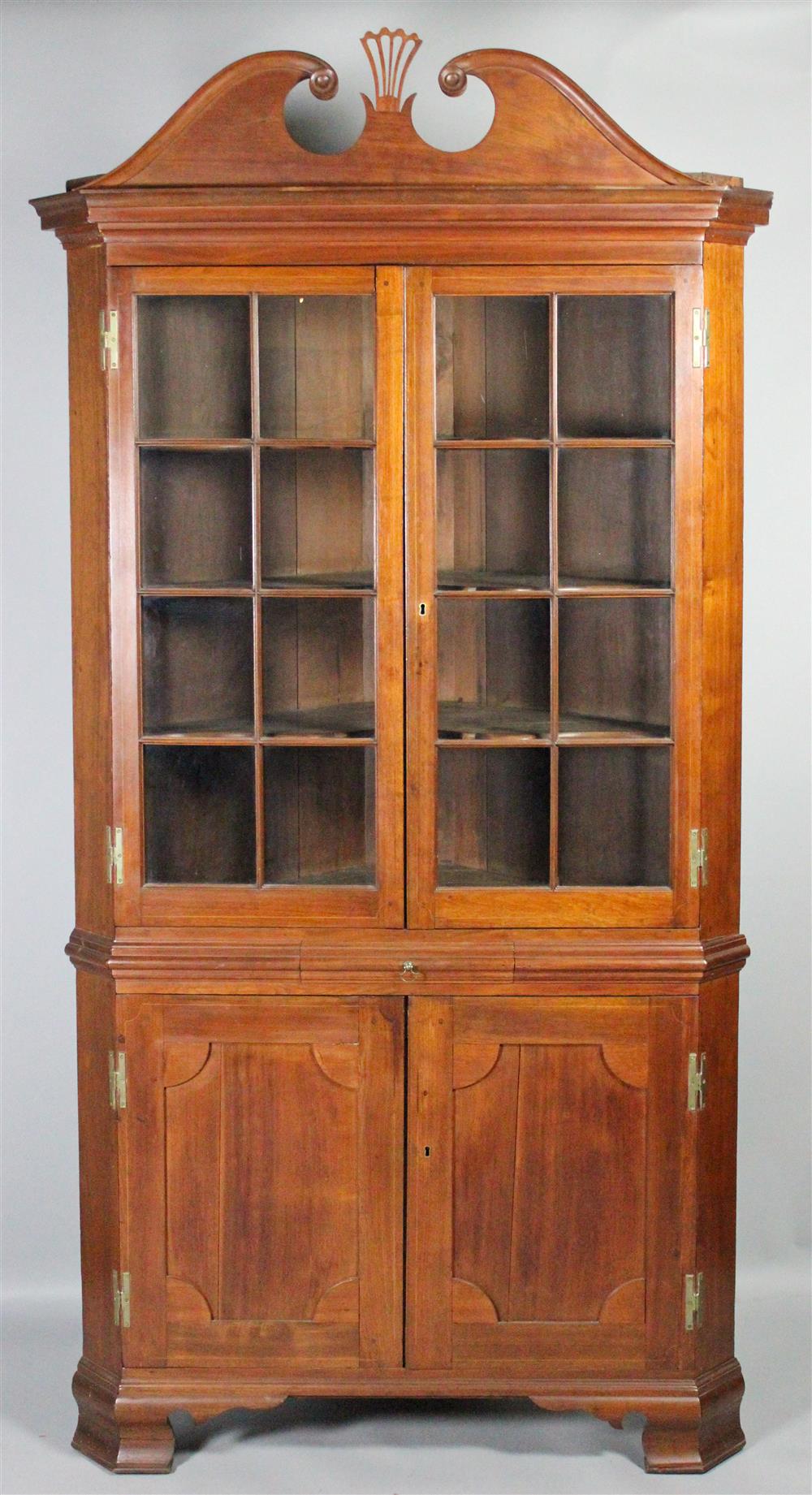 Appraisal: RARE NORTH CAROLINA CHIPPENDALE WALNUT CORNER CUPBOARD FROM THE SHOP