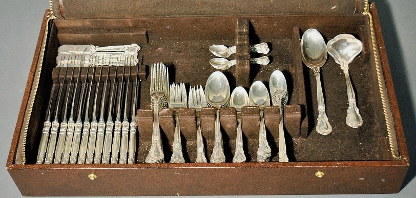 Appraisal: - Sterling silver flatware service for twelve in the Chantilly