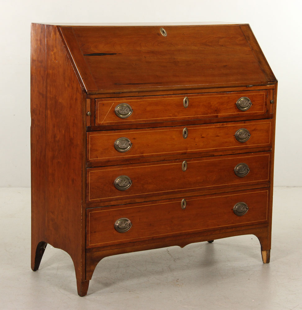 Appraisal: - American Cherry Wood Slant Front Desk American slant front