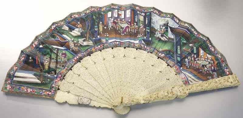 Appraisal: Chinese Qing Canton export ivory fan International shipping IS NOT