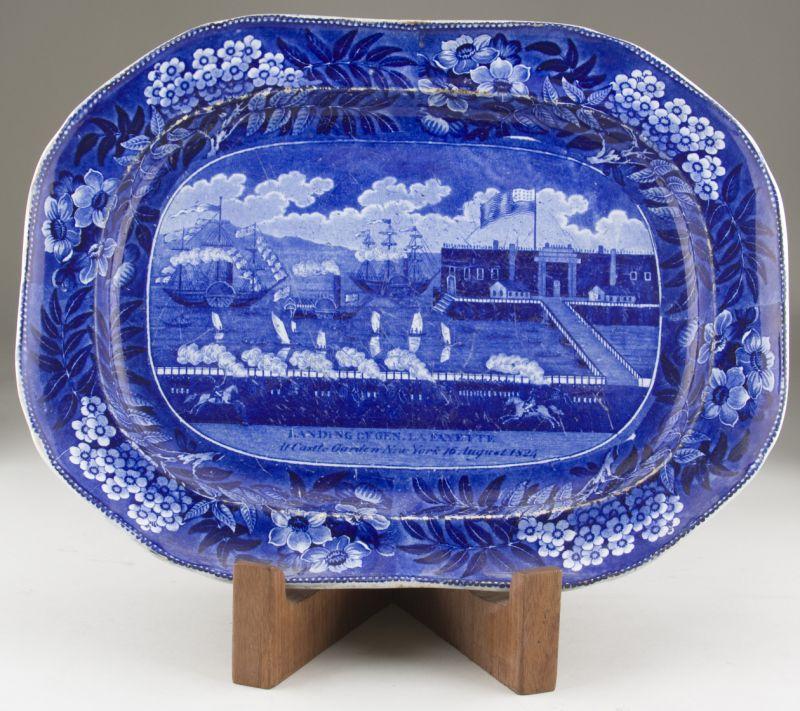 Appraisal: Staffordshire Historical Blue Lafayette Platter ca s Clews stamp on