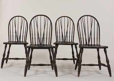 Appraisal: A Set of Four Matching American Windsor Style Sidechairs With