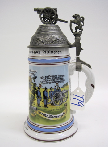 Appraisal: GERMAN INFANTRY REGIMENTAL BEER STEIN dated - White porcelain body