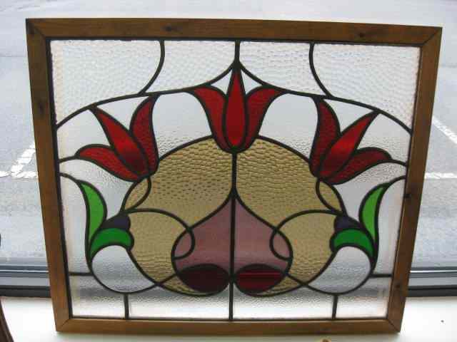 Appraisal: Antique Stained glass Window tulip design