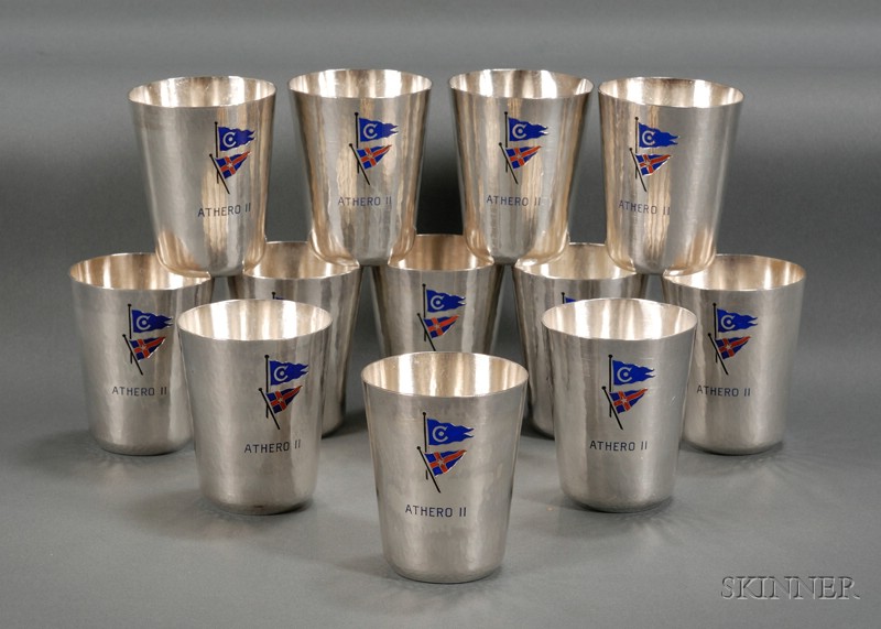 Appraisal: Twelve Kalo Tumblers for the Yacht Athero II Sterling silver