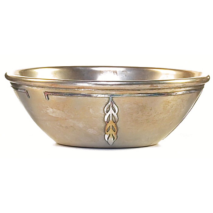 Appraisal: Heintz bowl sterling on bronze applied design original silver patina