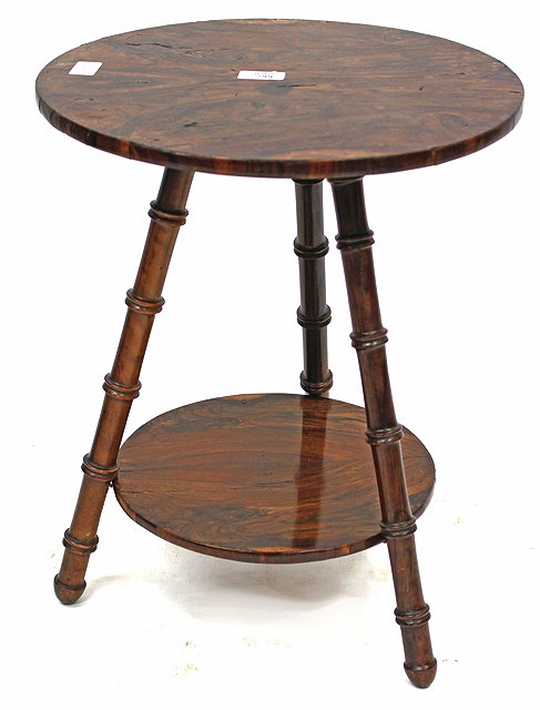 Appraisal: A TH CENTURY OLIVE WOOD TRIPOD TABLE with a circular