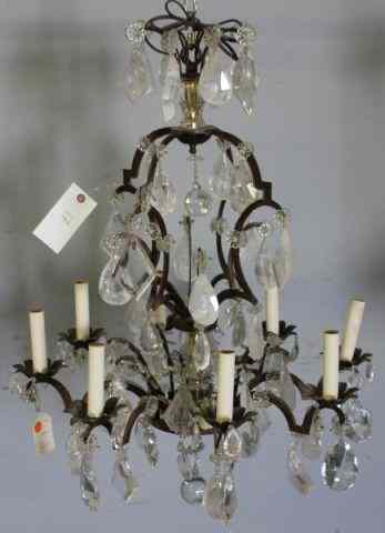 Appraisal: Rock Crystal Skeleton Form Chandelier From a Manhattan lighting business