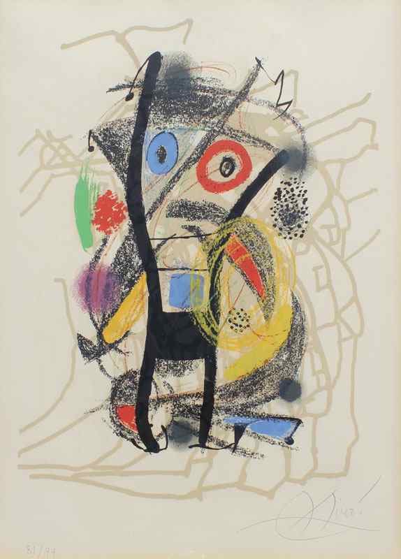 Appraisal: MIRO Joan Spanish - ''Homage a Helion'' Color Lithograph sight