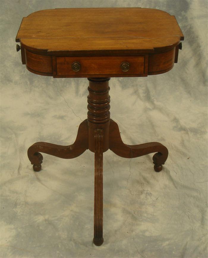 Appraisal: Mahogany Regency work table with revolving top drawer on each