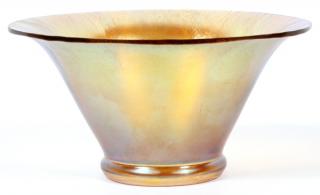 Appraisal: GOLD FAVRILE STYLE GLASS VASE H DIA Round vessel with