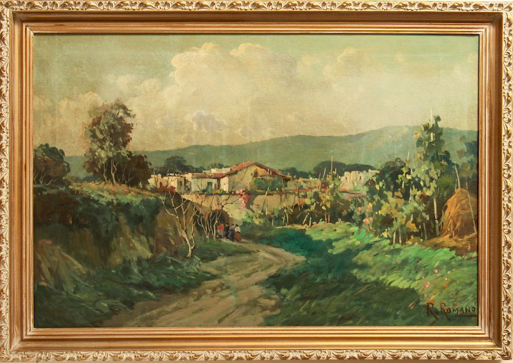 Appraisal: Romolo Romano Landscape with Figures Oil on Canvas Romolo Romano