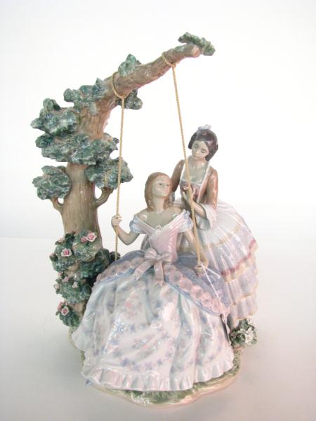 Appraisal: Lladro Figural Grouping ''A Quiet Conversation'' depicting two girls and