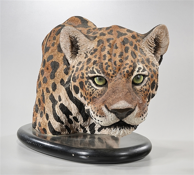 Appraisal: Sculpted ceramic head and front shoulders of a leopard signed