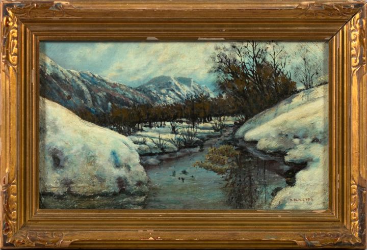 Appraisal: American School th Century Winter Scene oil on canvas inscribed