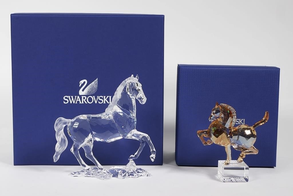 Appraisal: Two retired Swarovski horse figurines including Peaceful Countryside group Stallion