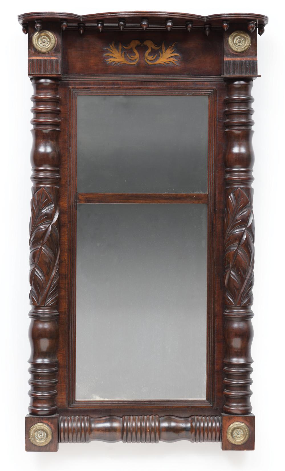 Appraisal: American Classical Carved Mahogany Tabernacle Mirror c New York inlaid