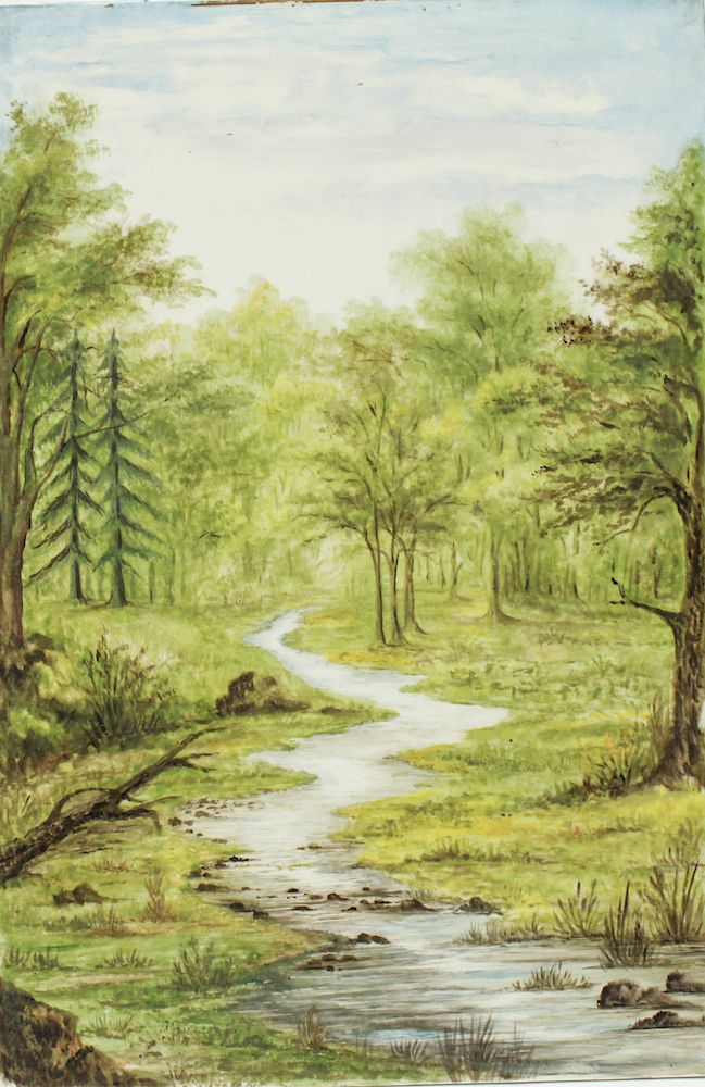 Appraisal: Continental Landscape with Trees Porcelain Plaque Continental porcelain plaque depicting