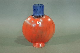 Appraisal: A Kosta Boda pilgrim shaped vase in red with blue