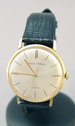 Appraisal: VINTAGE 'S GERMINAL VOLTAIRE GOLD WRISTWATCH K yellow gold Germinal