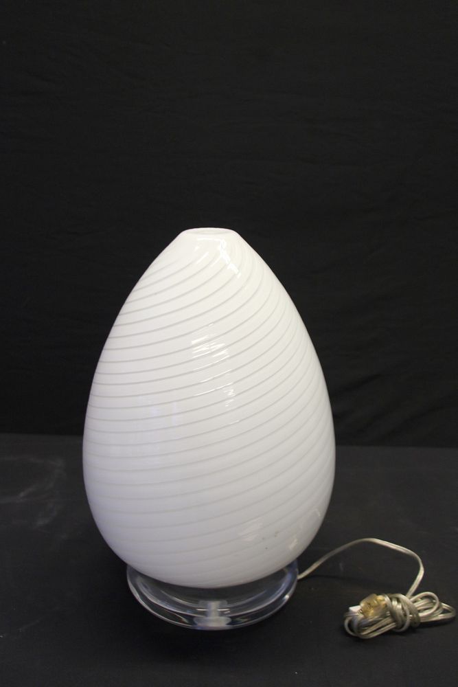 Appraisal: Vintage Art Glass Egg Form Table Lamp On Lucite Base