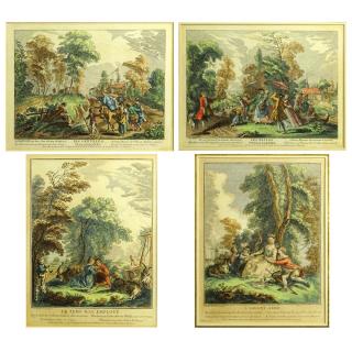 Appraisal: Jacques Philippe Le Bas French - Four Hand Colored Engravings