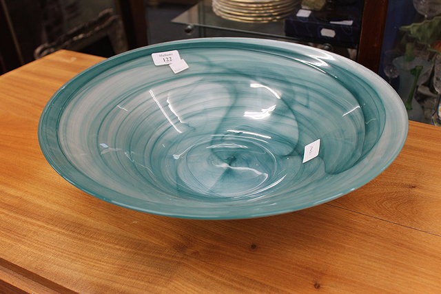 Appraisal: A TH CENTURY ITALIAN TURQUOISE SWIRL GLASS BOWL cm diameter