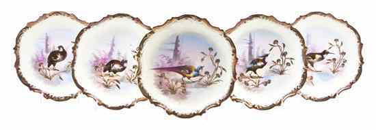 Appraisal: A Set of Twelve Limoges Dinner Plates each having bird