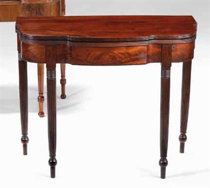 Appraisal: Classical mahogany card table philadelphia circa The hinged serpentine top